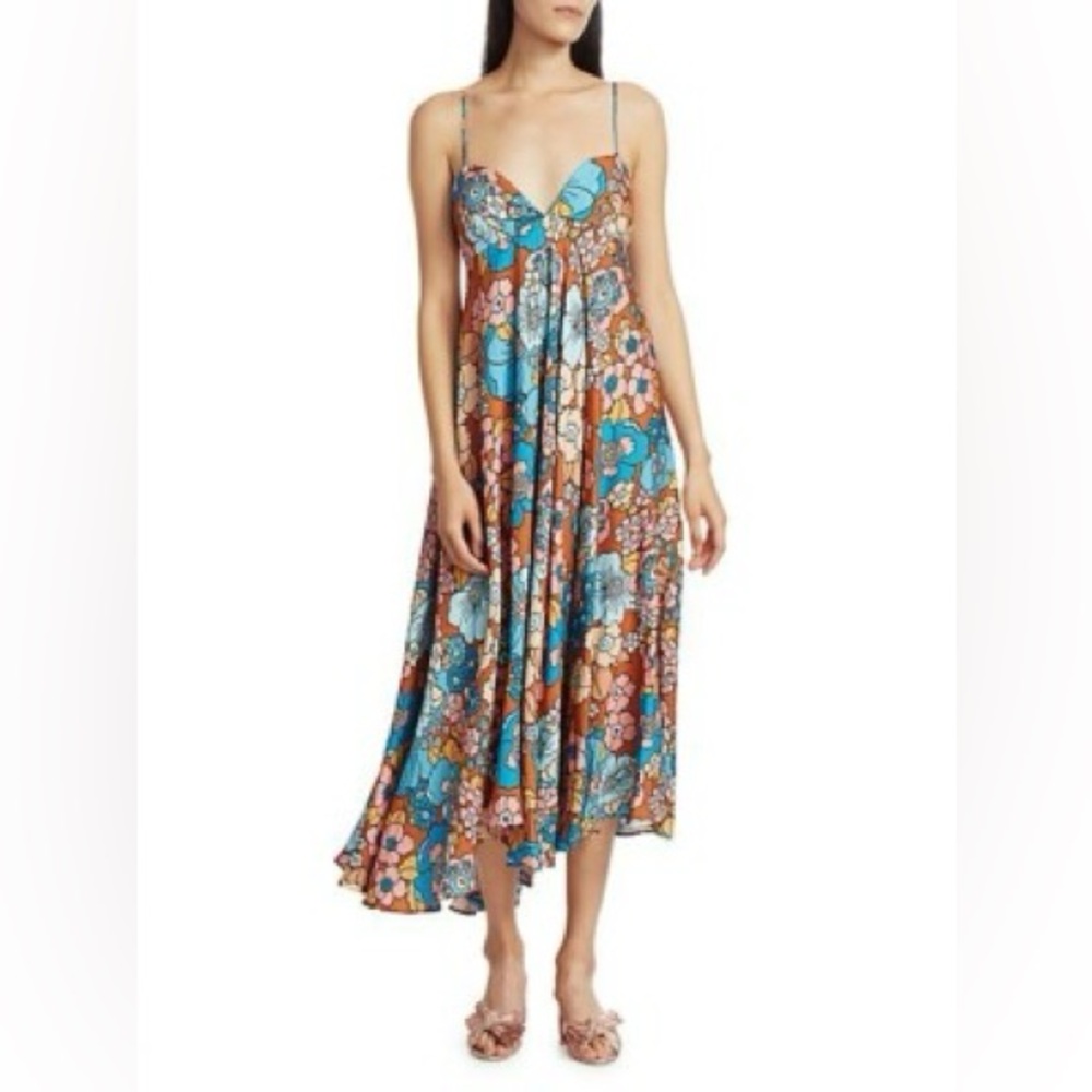 DODO BAR OR Mila Dress Floral Asymmetric Hem A-Line Midi Dress